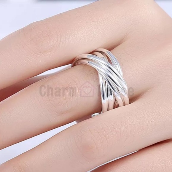 Sterling Silver Bangle Bracelet Matching Ring Set - Picture 4 of 4